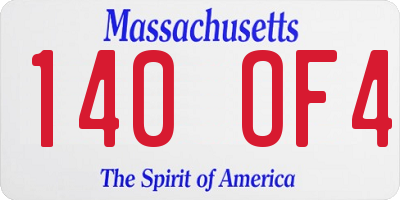 MA license plate 140OF4