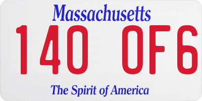 MA license plate 140OF6