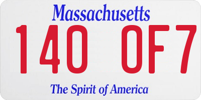 MA license plate 140OF7
