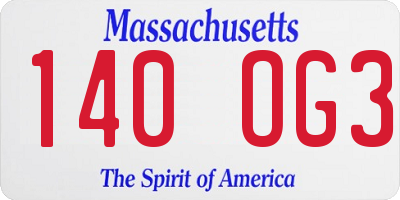 MA license plate 140OG3