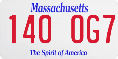 MA license plate 140OG7