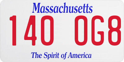 MA license plate 140OG8