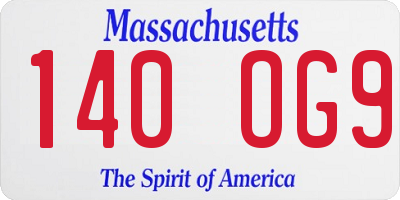 MA license plate 140OG9