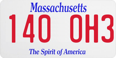 MA license plate 140OH3