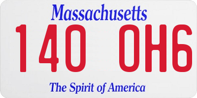 MA license plate 140OH6