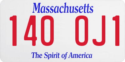 MA license plate 140OJ1
