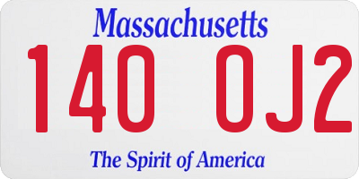 MA license plate 140OJ2