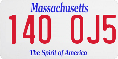 MA license plate 140OJ5