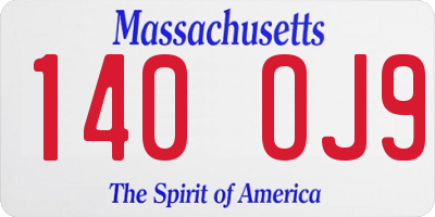 MA license plate 140OJ9