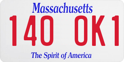 MA license plate 140OK1