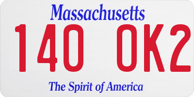 MA license plate 140OK2