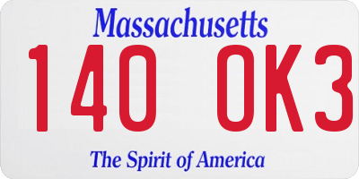 MA license plate 140OK3