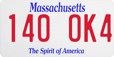 MA license plate 140OK4