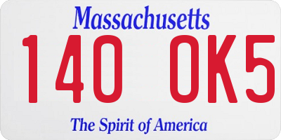 MA license plate 140OK5