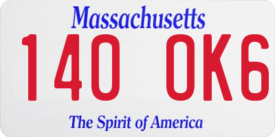 MA license plate 140OK6