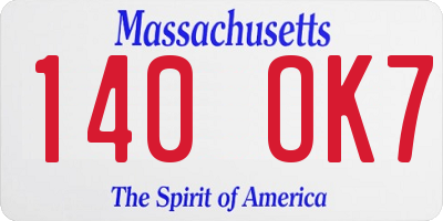 MA license plate 140OK7