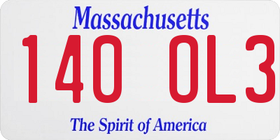 MA license plate 140OL3
