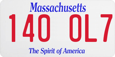 MA license plate 140OL7