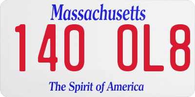 MA license plate 140OL8