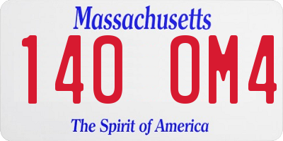 MA license plate 140OM4