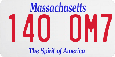 MA license plate 140OM7