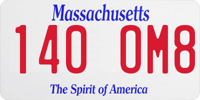 MA license plate 140OM8