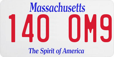 MA license plate 140OM9