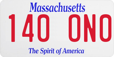 MA license plate 140ON0