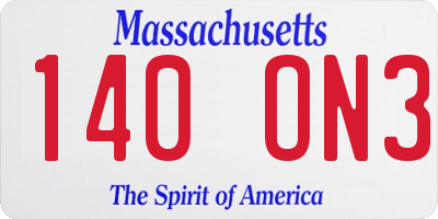 MA license plate 140ON3