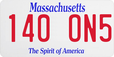 MA license plate 140ON5