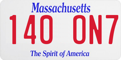 MA license plate 140ON7