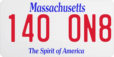 MA license plate 140ON8