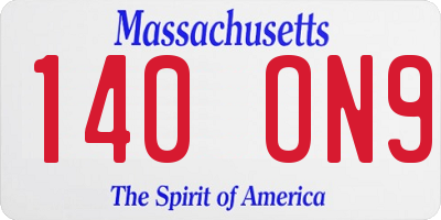 MA license plate 140ON9