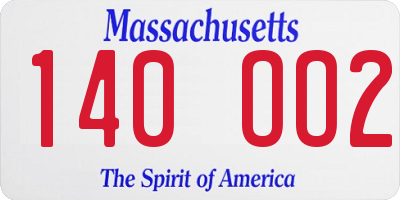 MA license plate 140OO2