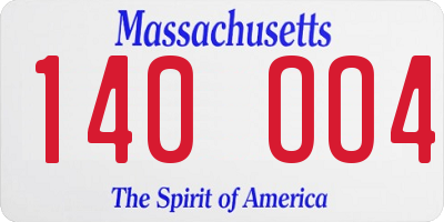 MA license plate 140OO4