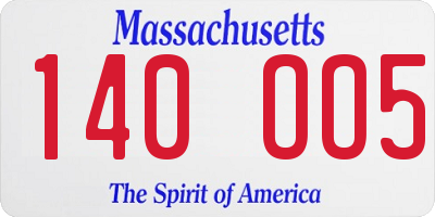 MA license plate 140OO5