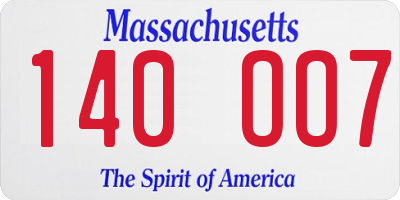 MA license plate 140OO7