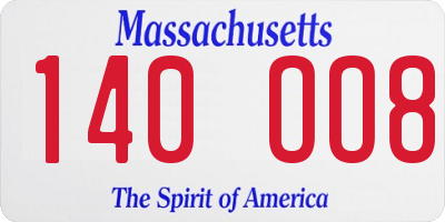MA license plate 140OO8