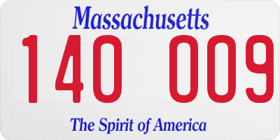MA license plate 140OO9