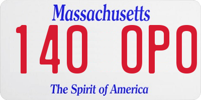 MA license plate 140OP0