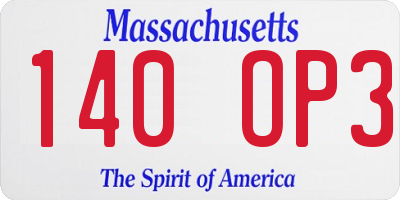 MA license plate 140OP3