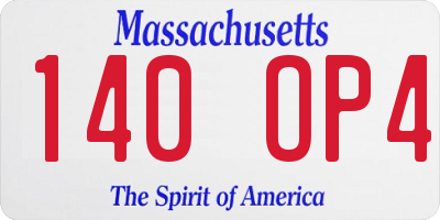 MA license plate 140OP4