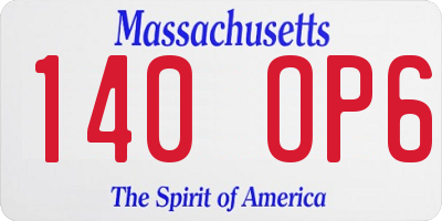 MA license plate 140OP6