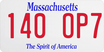 MA license plate 140OP7