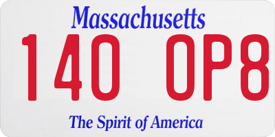 MA license plate 140OP8