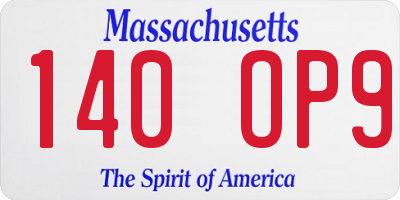 MA license plate 140OP9