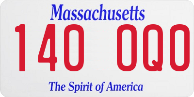 MA license plate 140OQ0