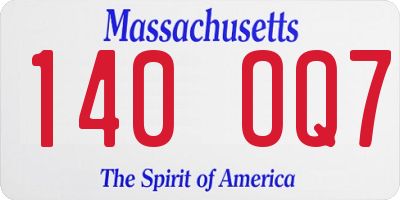 MA license plate 140OQ7
