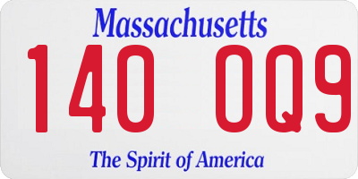 MA license plate 140OQ9