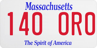 MA license plate 140OR0
